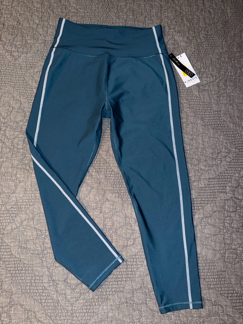 Kinesis Teal Blue Leggings High Rise 7/8 Length Size-L NWT